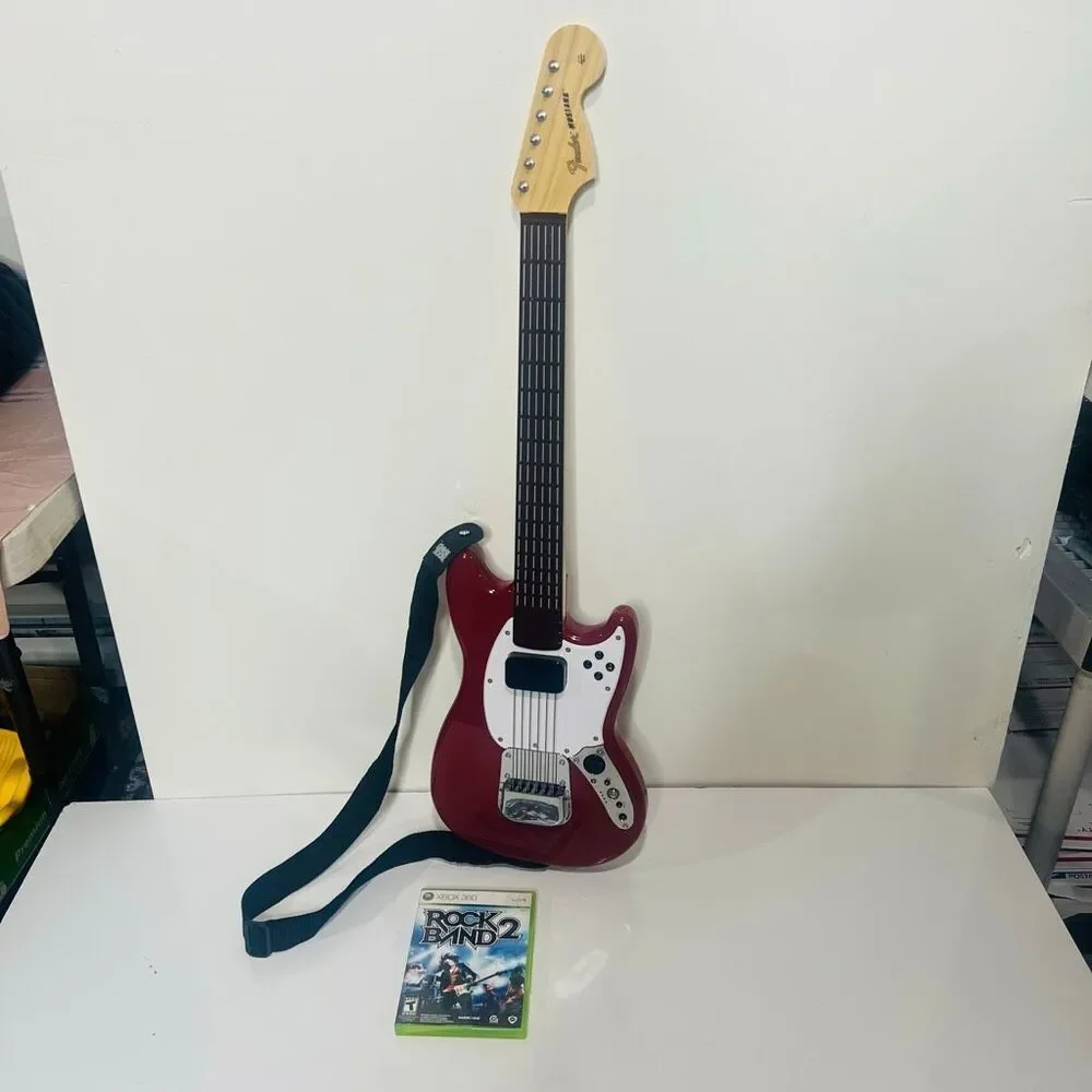 Rock Band Guitar Fender Stratocaster Mustang Red Xbox 360 Wireless Controller Gu